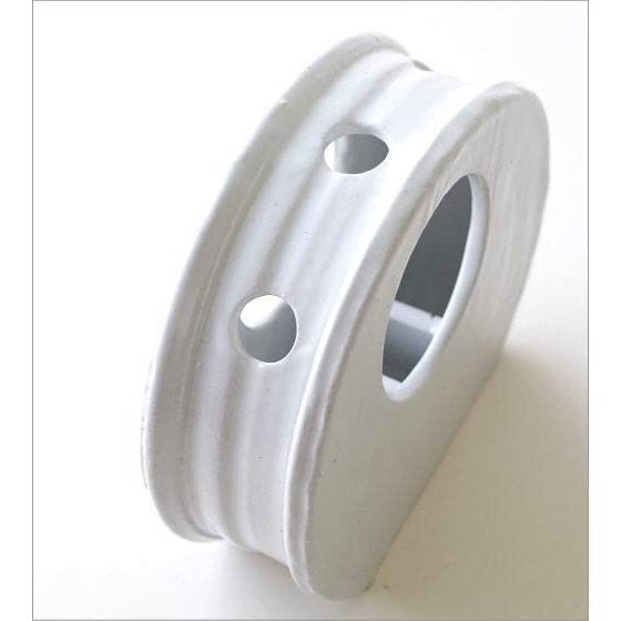 Seto ceramic vase Japan modern white round-cutout design with built-in flower partition tabletop