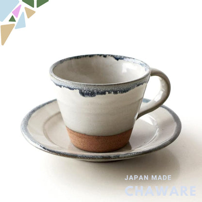 Seto-yaki Ceramic Cup & Saucer 170ml Japan-made Coffee Cup Set Nuvola Blue Microwave/Dishwasher Safe