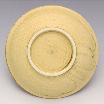 Seto Ware Yellow-Glazed Swirl 16cm Shallow Ceramic Bowl – Japanese Salad/Simmer Bowl