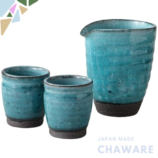 Ale-net Japanese Porcelain Sake Set (Tokkuri & Ochoko) — 1 Server and 2 Cups, Made in Japan