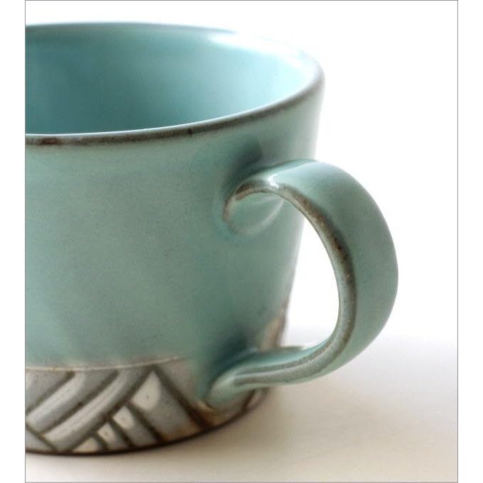 Stylish Large Aqua Ceramic Coffee Mug - Japanese Seto-Yaki Pottery, Wa-Modern Design, Made in Japan