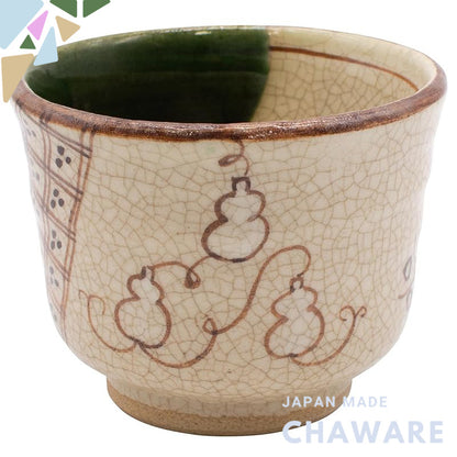 Seto Oribe gourd Yunomi Sencha Cup 7.5x6.5cm 150ml Green Microwave/Dishwasher Safe Japan