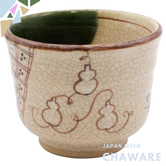 Seto Oribe gourd Yunomi Sencha Cup 7.5x6.5cm 150ml Green Microwave/Dishwasher Safe Japan