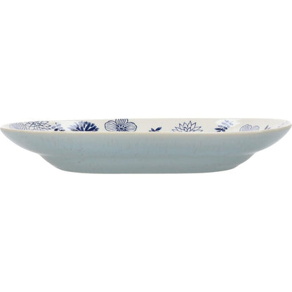 aito Seisakusho Garden Large Oval Plate 27×19 cm, White Floral Mino Ware, Dishwasher-Safe, Made in Japan