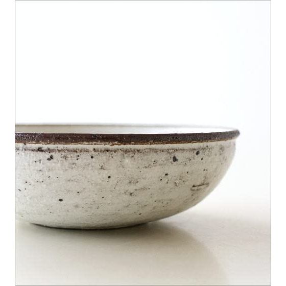 Kohiki Shallow Ceramic Japanese Bowl Plate Seto-yaki Mid-Size Multi-Use Porcelain Bowl Made in Japan