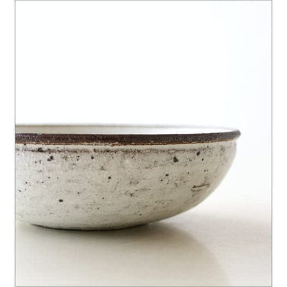 Kohiki Shallow Ceramic Japanese Bowl Plate Seto-yaki Mid-Size Multi-Use Porcelain Bowl Made in Japan