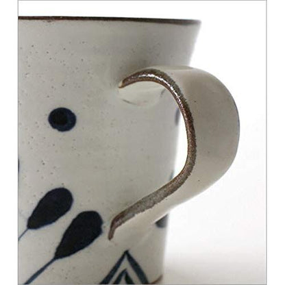 Japanese Wa-Modern Indigo Five-Leaf Seto-Ware Ceramic Mug — Made in Japan