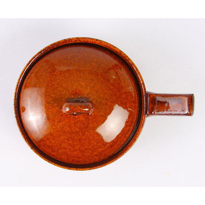 Nagatani-en Iga-yaki Egg Baker 12cm CK-69 - Microwave/Oven/Direct Flame Safe, Brown Glaze, Japan