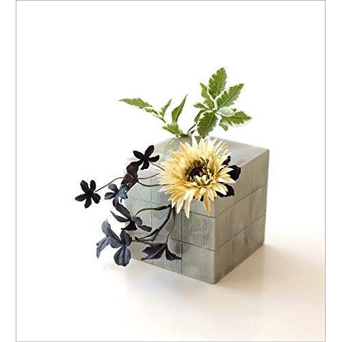 Elegant Seto Ware Ceramic Vase, Made in Japan, Ichimatsu Comb-Check Cube Design Stylish