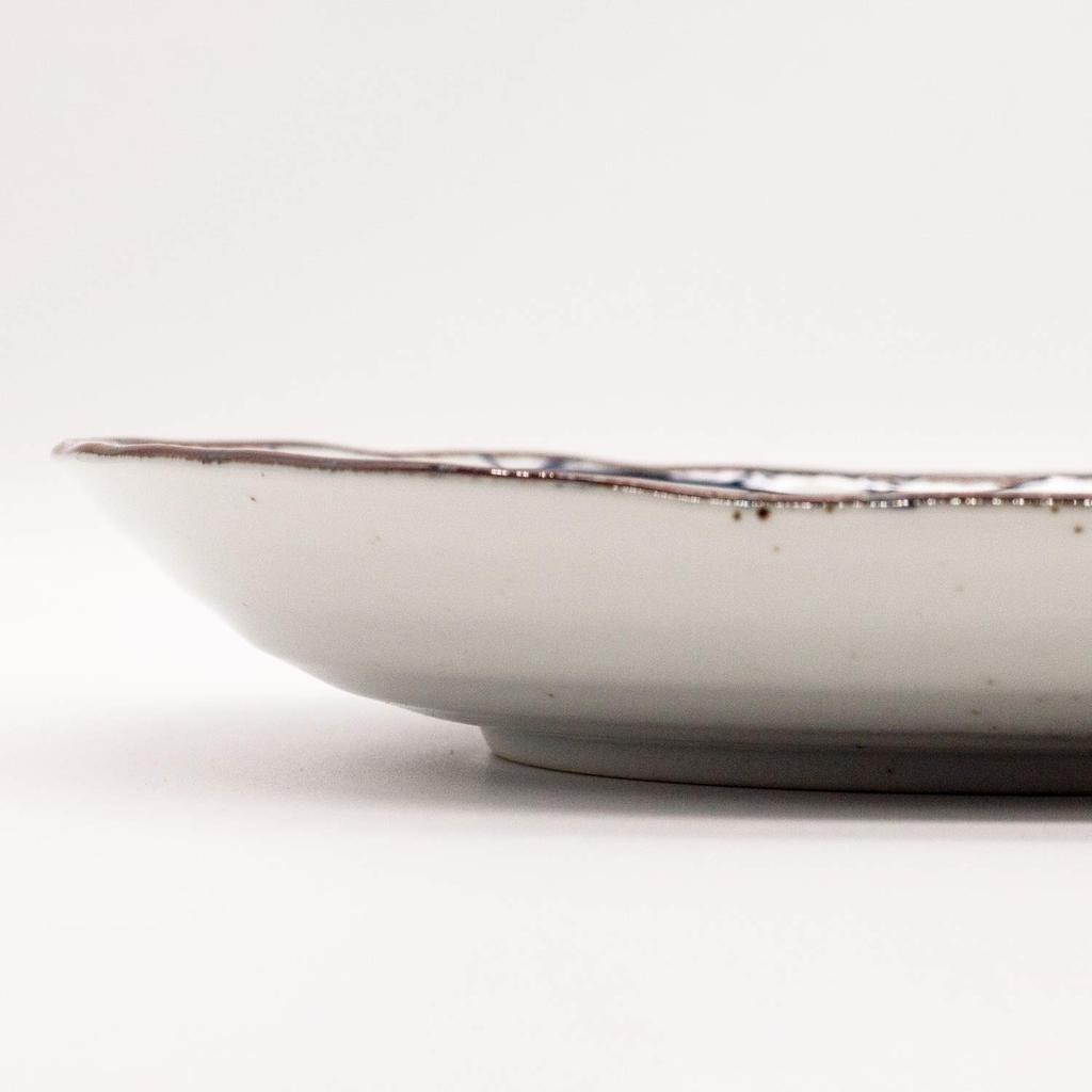 Mino Ware Oval Pasta & Curry Plate, Approx. 25×23 cm – Made in Japan, Microwave & Dishwasher Safe, Handcrafted Pattern