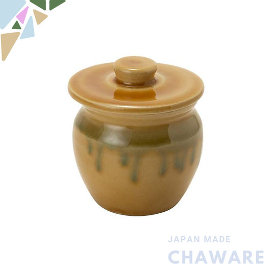 TAMAKI Mini Ceramic Storage Jar Yellow Seto Glaze 120ml 6.8×8.2cm Made in Japan T-534892