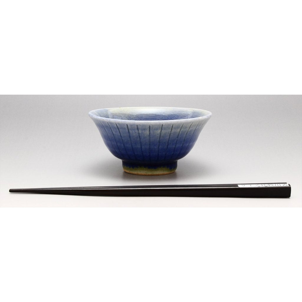 Seto Ware Masaya Kato Blue Striped Rice Bowl (11cm x 5.3cm) Made in Japan