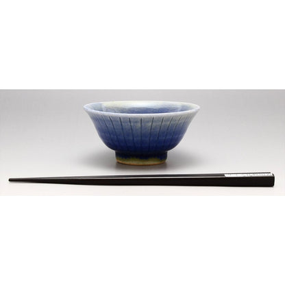 Seto Ware Masaya Kato Blue Striped Rice Bowl (11cm x 5.3cm) Made in Japan