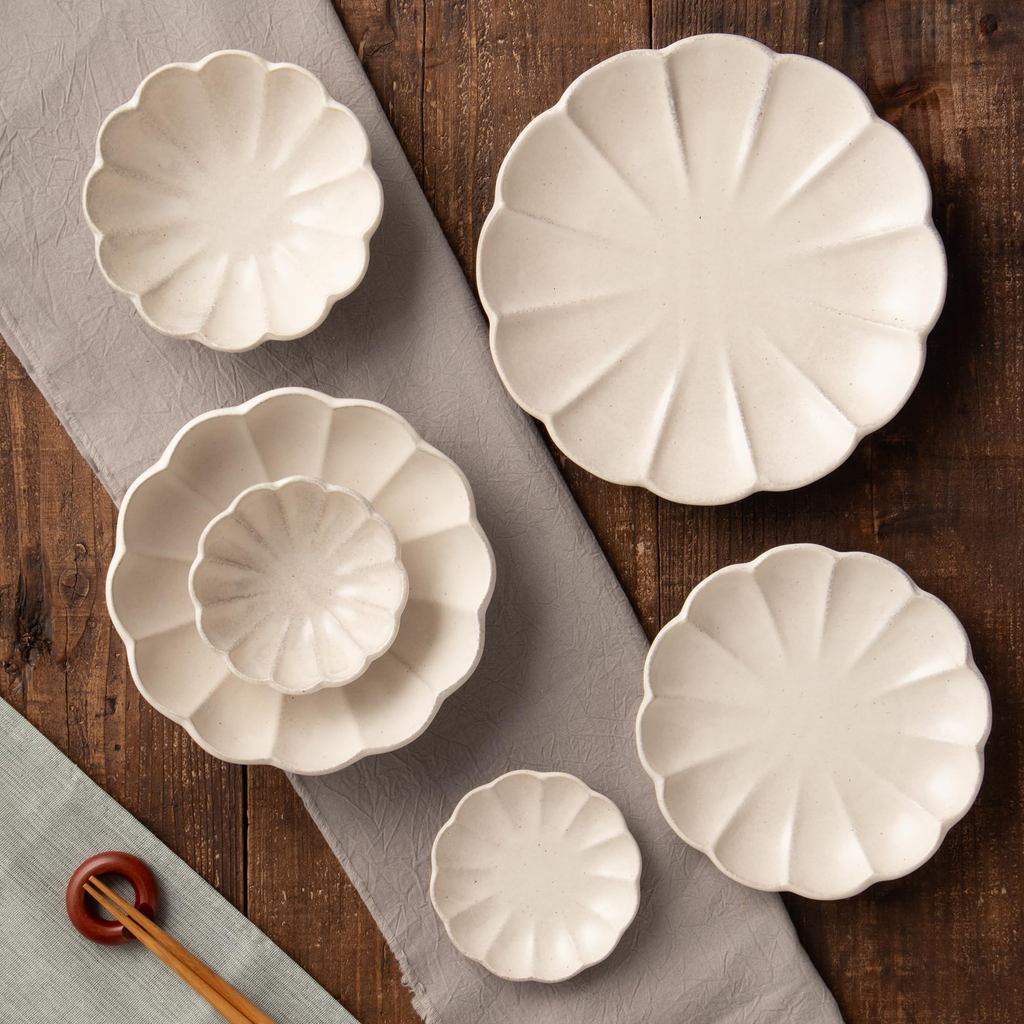 TATARA Rinka Cloth-Textured Kohiki Porcelain Tableware – Mino Ware, Microwave & Dishwasher Safe, Made in Japan
