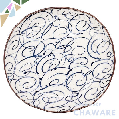 Mino Ware Oval Pasta & Curry Plate, Approx. 25×23 cm – Made in Japan, Microwave & Dishwasher Safe, Handcrafted Pattern