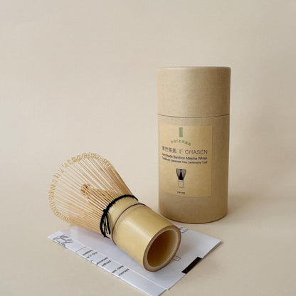 Matcha Whisk (100 Prongs) - Made in Japan, Natural Bamboo, Perfect for Frothing Matcha and Tea Ceremony Practice, Includes Protective Case and Trilingual Instructions, Kyoto Koryodo.