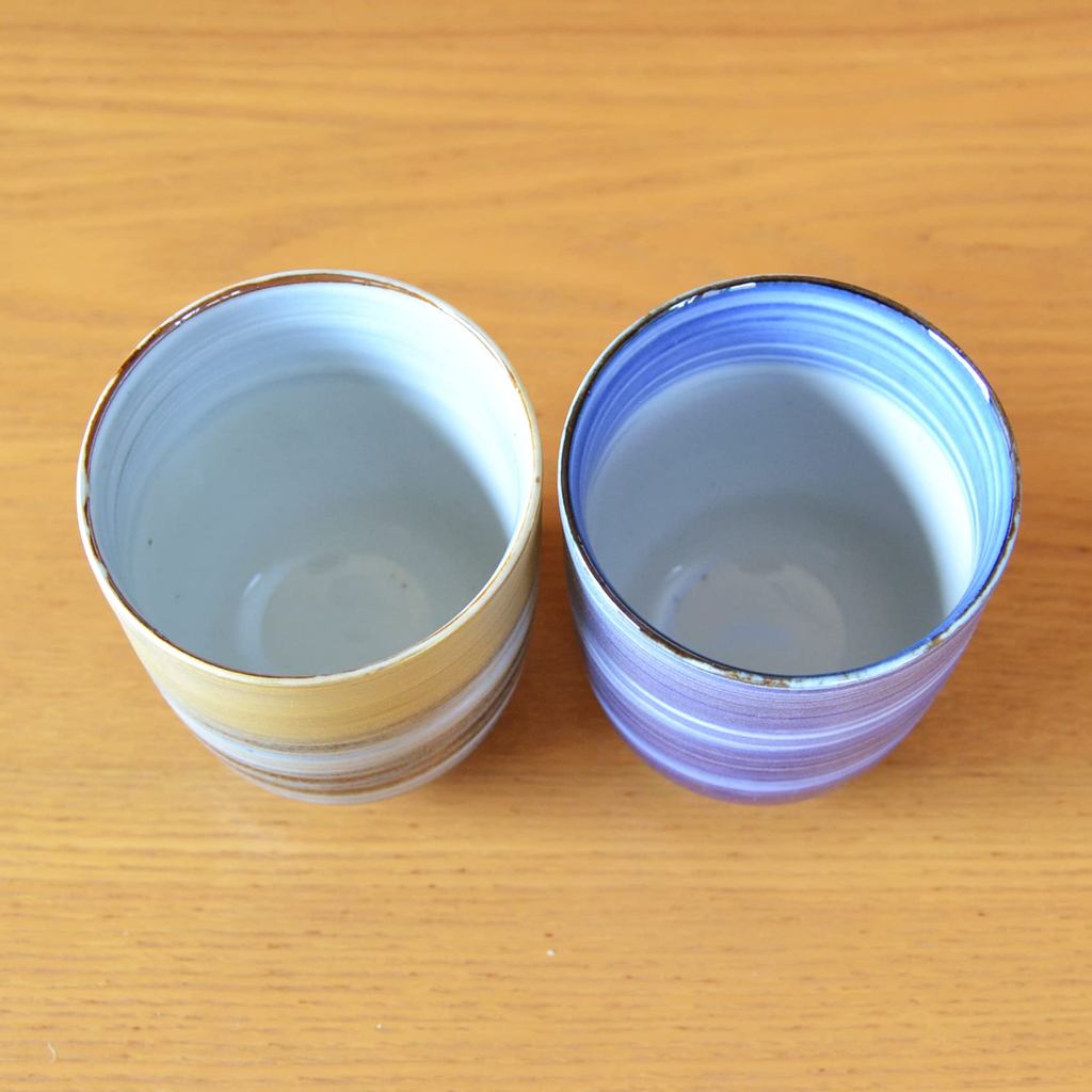 Pair of Arita Tenmei Yunomi Tea Cups - Stylish Couple Tea Cup Set, Gift Boxed, Made in Japan