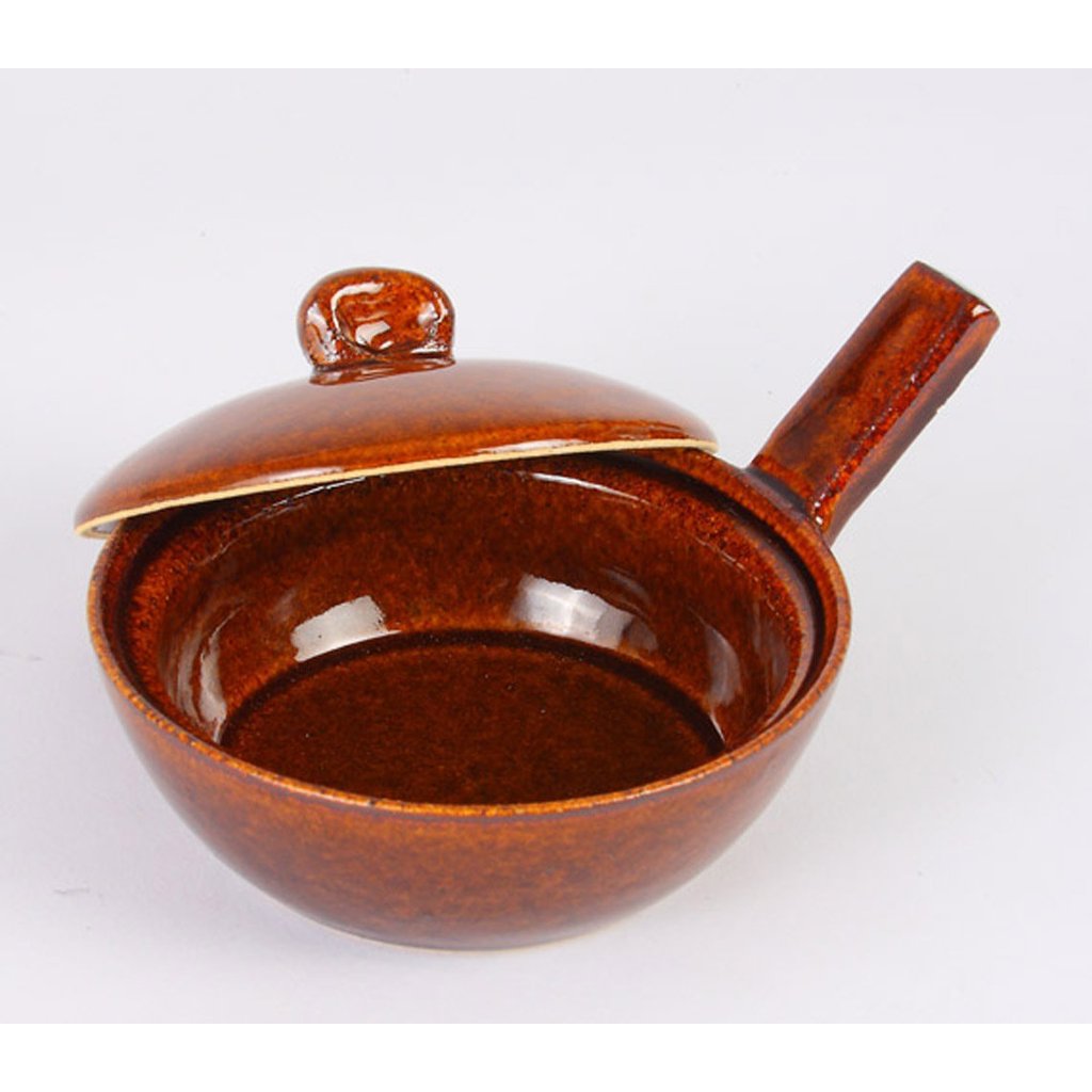 Nagatani-en Iga-yaki Egg Baker 12cm CK-69 - Microwave/Oven/Direct Flame Safe, Brown Glaze, Japan