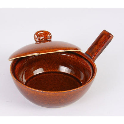 Nagatani-en Iga-yaki Egg Baker 12cm CK-69 - Microwave/Oven/Direct Flame Safe, Brown Glaze, Japan