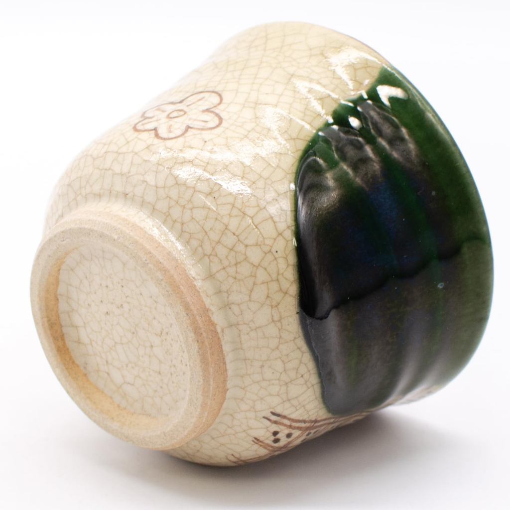 Seto Oribe Gourd Yunomi Sencha Cup 7.5x6.5cm 150ml Green Microwave/Dishwasher Safe Japan