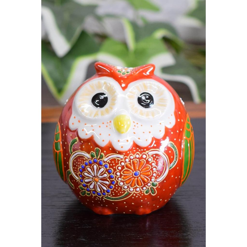 Waza no Kura Kutani Ware Ceramic Owl Figurine — Luxury Hand-Painted Good Luck Home Décor Gift