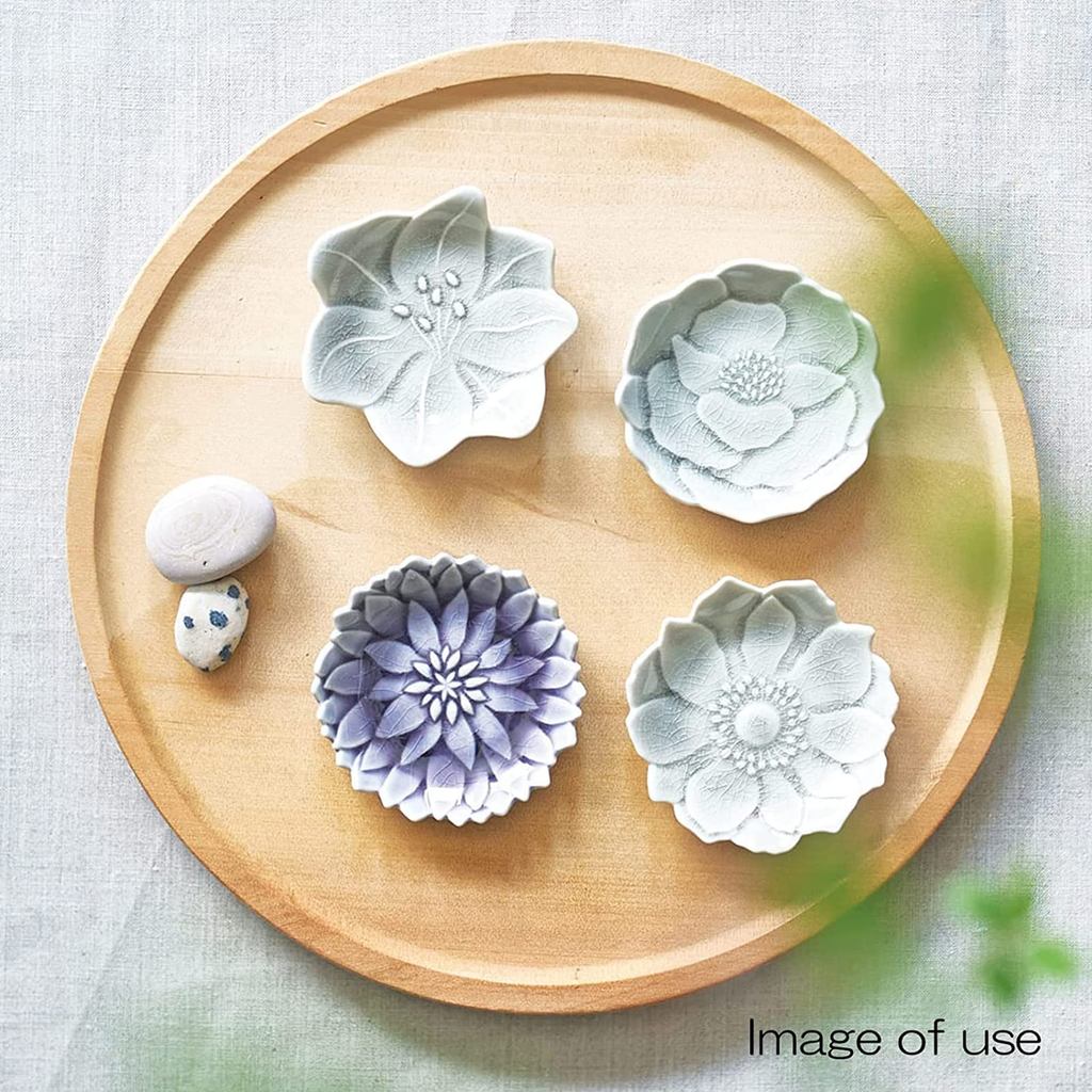 Aito Katachi 4pc Small Plates 7.7x7.5cm Hai-Ao Gray Seto-yaki Microwave & Dishwasher Safe Japan