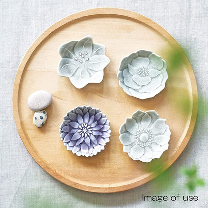 Aito Katachi 4pc Small Plates 7.7x7.5cm Hai-Ao Gray Seto-yaki Microwave & Dishwasher Safe Japan