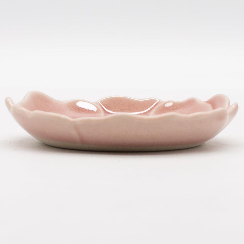 AITO 'Katachi' Small Plate 8cm Button Coral Pink Seto-yaki Microwave & Dishwasher Safe Japan