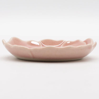 AITO 'Katachi' Small Plate 8cm Button Coral Pink Seto-yaki Microwave & Dishwasher Safe Japan