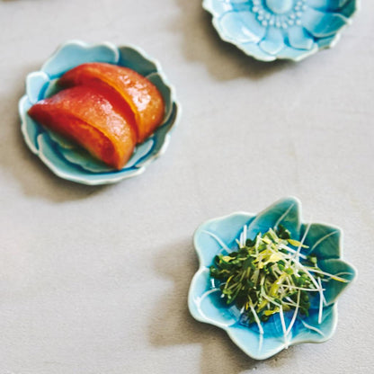 aito 'Katachi' 8cm Mini Plate Button Asagi Blue Seto-Yaki Ceramic - Microwave/Dishwasher Safe, Japan