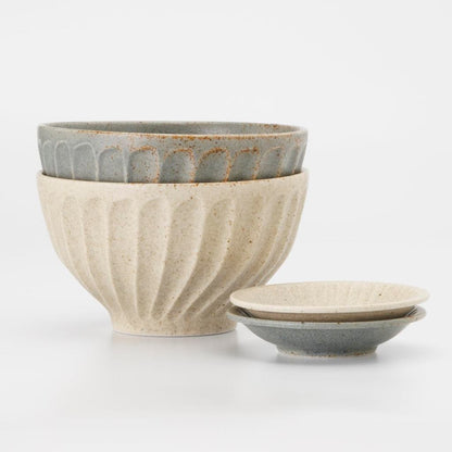 Aito Mino Ware Ceramic Rice Bowl & Tableware Pair Set, Microwave & Dishwasher Safe, Japanese-Made