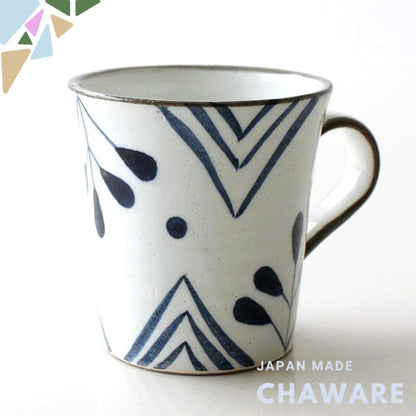 Japanese Wa-Modern Indigo Five-Leaf Seto-Ware Ceramic Mug — Made in Japan