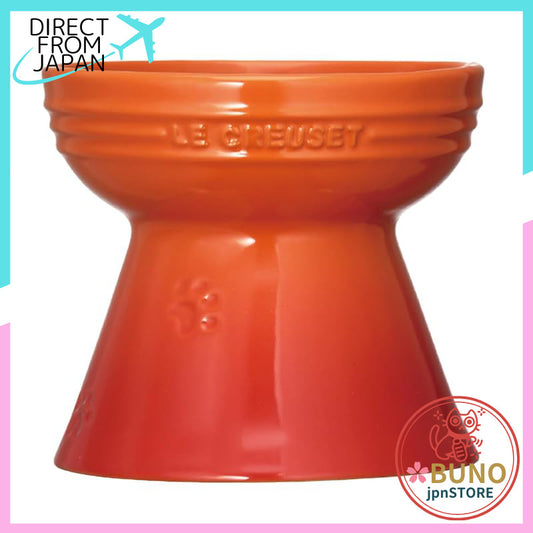 Le Creuset High-Stand Pet Bowl — Microwave-Safe, Stain-Resistant Ceramic Dog & Cat Bowl (Official Japan Product)