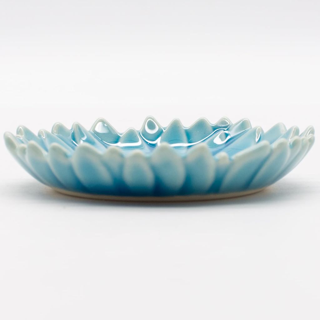 aito Katachi 7cm Small Plate - Seto-Yaki Dahlia Asagi Blue, Microwave/Dishwasher Safe, Japan