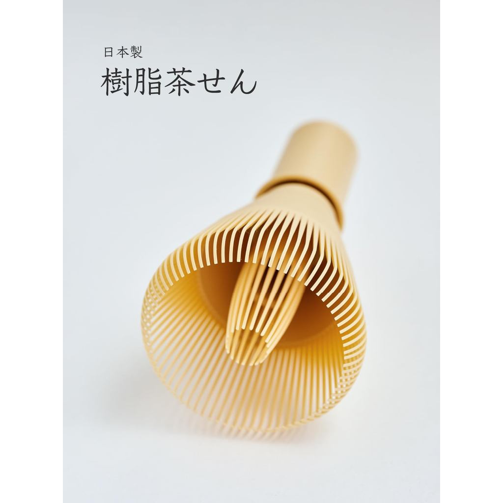 Japanese Tea Whisk, Made in Japan, 100 Stems, White Bamboo Color, Unbreakable Resin, Ideal for Tea Ceremony Practice and Matcha Lattes