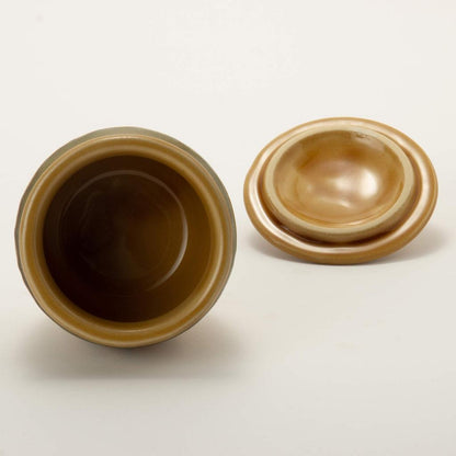 TAMAKI Made in Japan Mini Storage Jar - Kiseto Yellow Glaze, Diameter 8.8cm x Height 9.5cm, 240ml