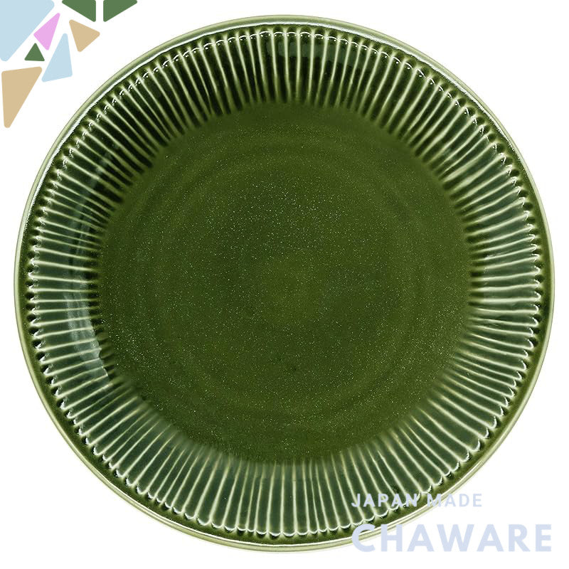 aito Sogi 21cm Plate - Green Mino-yaki Ceramic, Microwave & Dishwasher Safe, Made in Japan