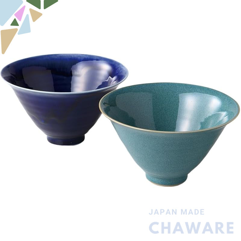 Ale-net Mino Ware Porcelain Multi-Purpose Bowls (Pair) 12.8×7.8 cm Pale Yellow Bellflower Design, Made in Japan