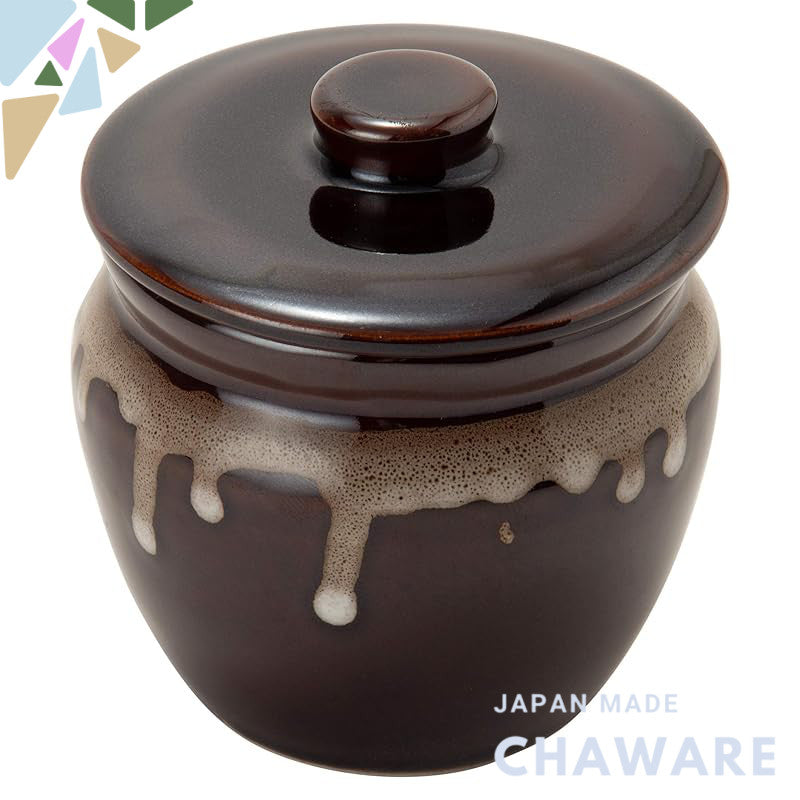 TAMAKI Mini Amber Storage Jar 240ml - Mini Kame Jar 8.8×9.5cm Made in Japan T-534946