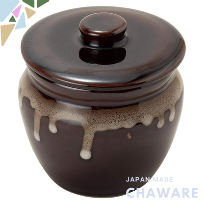 TAMAKI Mini Amber Storage Jar 240ml - Mini Kame Jar 8.8×9.5cm Made in Japan T-534946