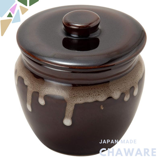 TAMAKI Mini Amber Storage Jar 240ml - Mini Kame Jar 8.8×9.5cm Made in Japan T-534946
