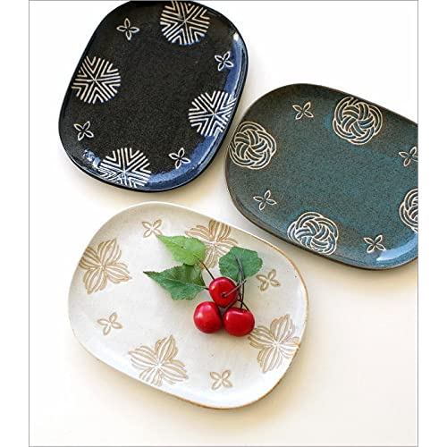 Fofo-ca Shallow Oval Ceramic Plate – Modern Japanese Seto Ware with Floral Pattern
