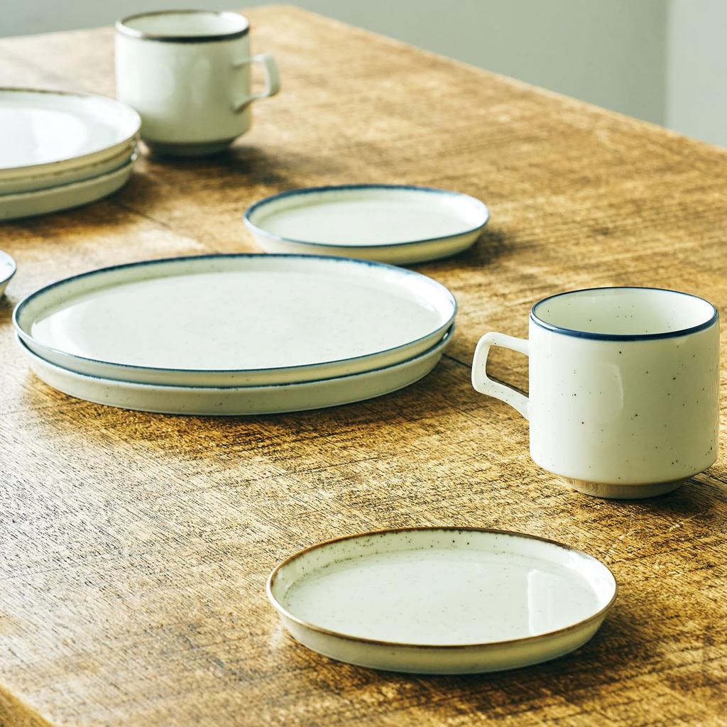 aito "Grain" Mino Ware Ceramic Plate – Microwave & Dishwasher Safe, Made in Japan (15 cm / 23 cm, Blue or Brown)