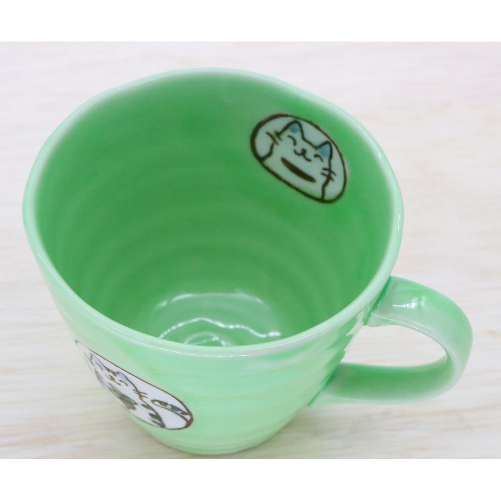 Craftsman House Seto-Yaki Ceramic Mug – Feng Shui Green Cat for Health Luck, Made in Japan