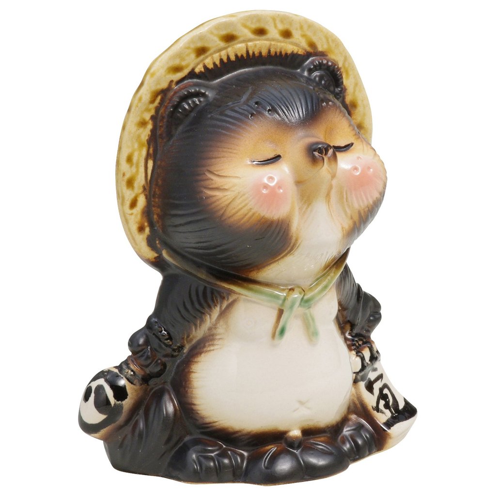 Shigaraki Ceramic Tanuki (Male) Good Luck Statue — 15×19.5 cm, Made in Japan