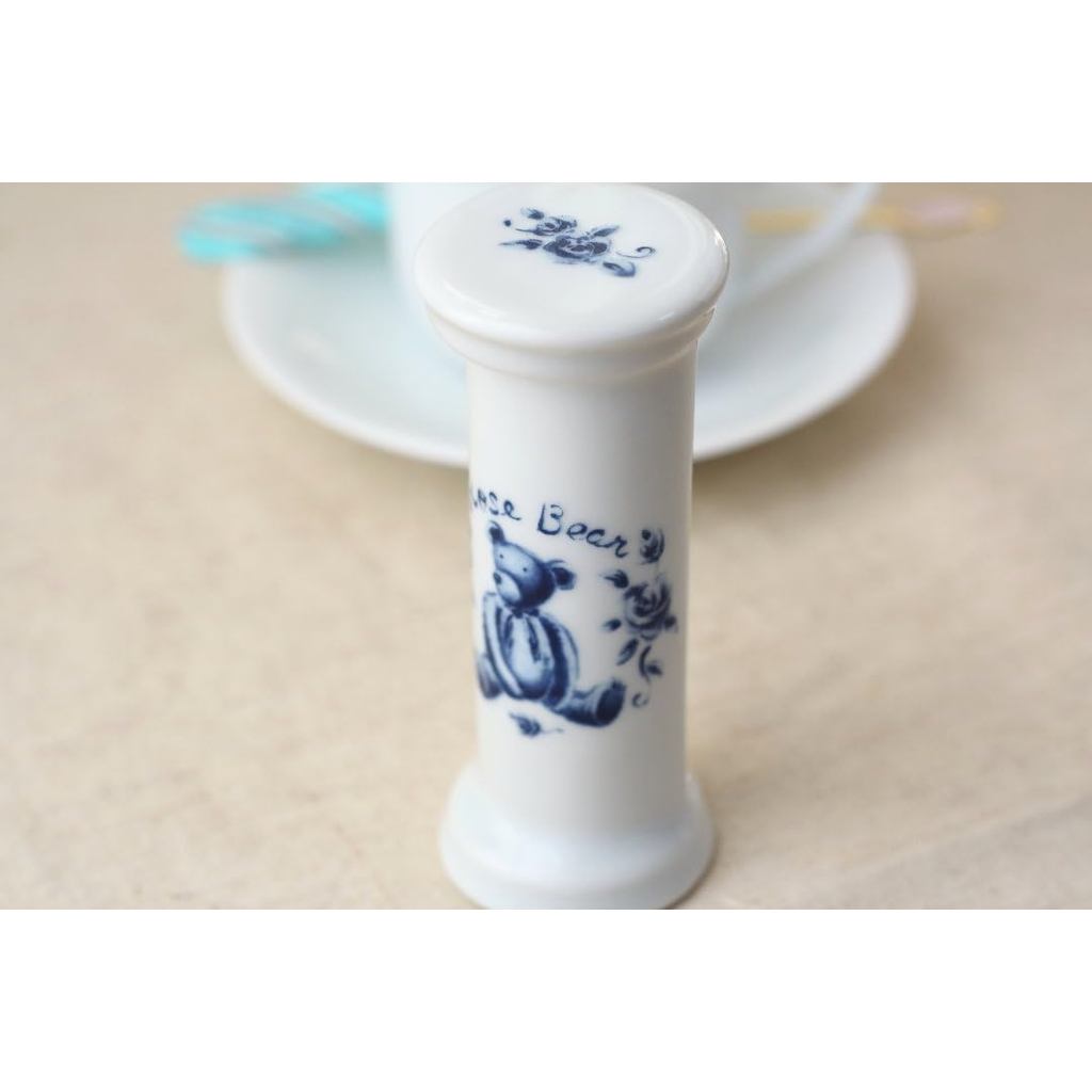 cerapockke Rose Bear 3-Minute Hourglass, Made in Japan Seto Ware Tea Timer for Herb & Black Tea
