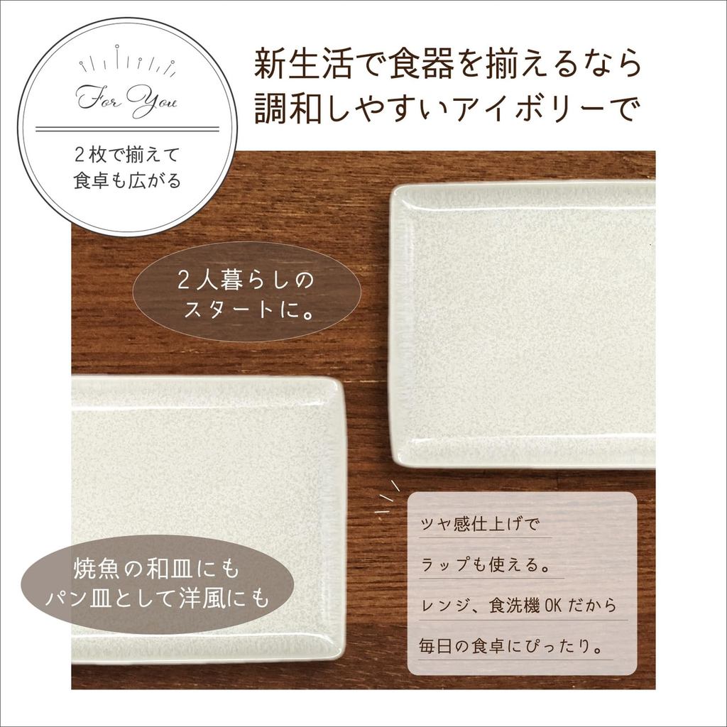 Aito "Natural Color" Mino Ware Rectangular Serving Plate 21 x 13 cm – Microwave & Dishwasher Safe, Made in Japan