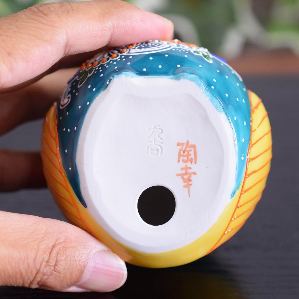 Waza no Kura Kutani Ware Ceramic Owl Figurine — Luxury Hand-Painted Good Luck Home Décor Gift