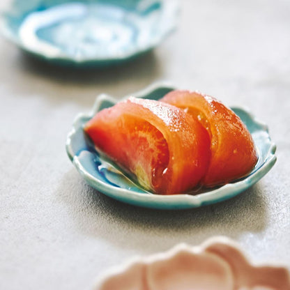 aito 'Katachi' 8cm Mini Plate Button Asagi Blue Seto-Yaki Ceramic - Microwave/Dishwasher Safe, Japan