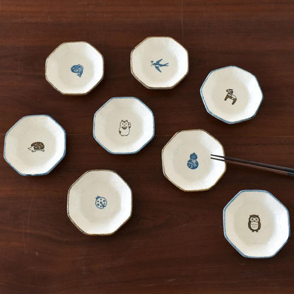 aito Seisakusho "Fortune" 11cm Octagonal Seto Ware Ceramic Small Plate, Microwave & Dishwasher Safe, Made in Japan